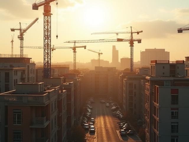 Housing development with cranes over London skyline